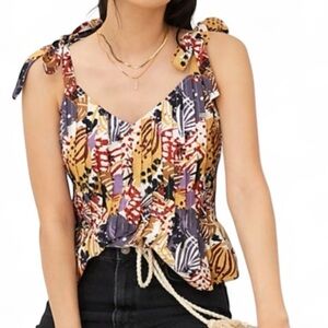Anthropologie Let Me Be Colorful Tie-Strap Blouse